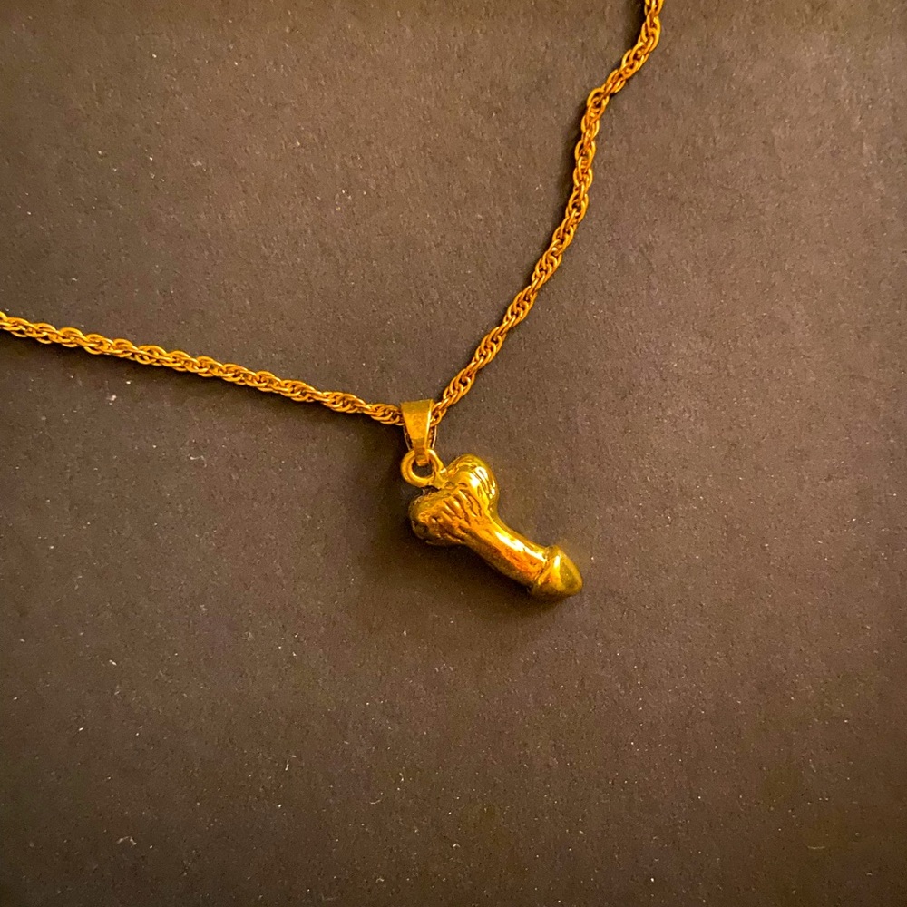 Gold penis necklace